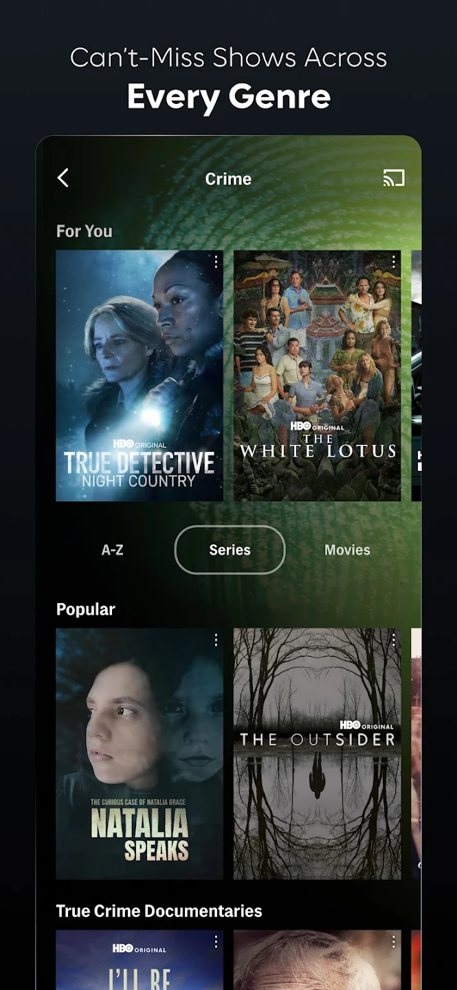 GGTV genres screen